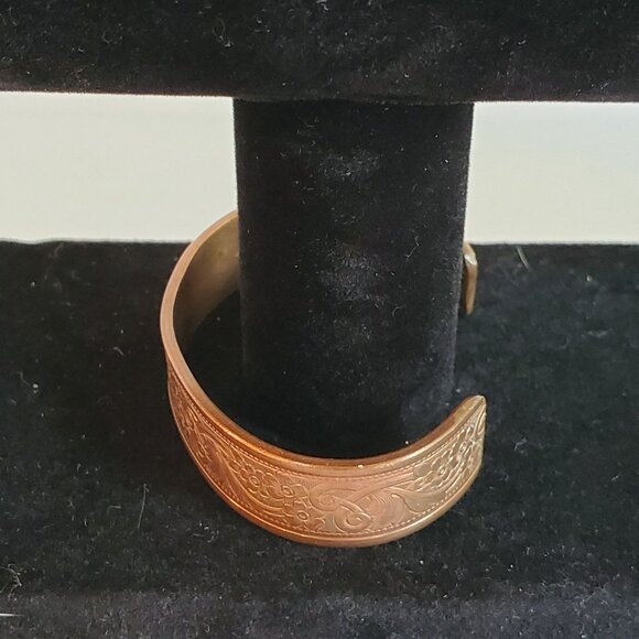 Vintage Solid Copper Cuff Bracelet Western Bright Engraved Design - Picture 5 of 11
